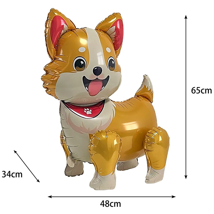 Шар (26''/66 см) Фигура 3D, Милый корги, 1 шт. в уп.