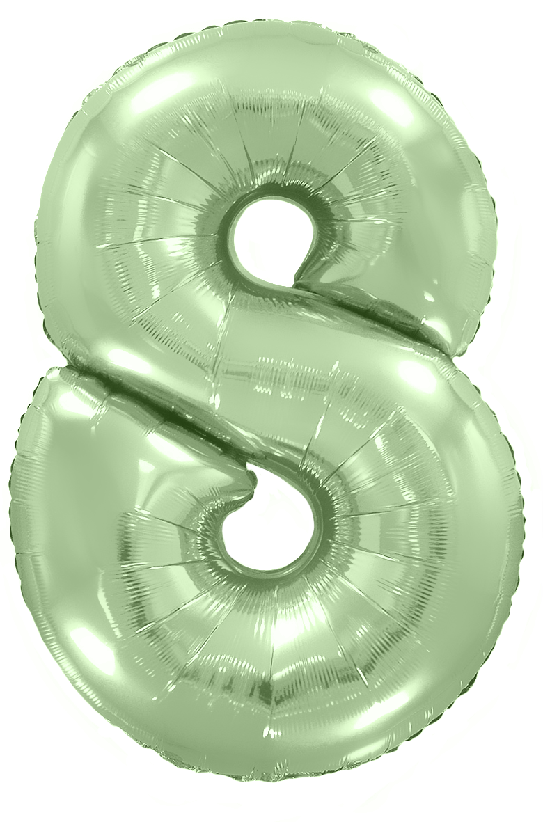 Шар (40''/102 см) Цифра, 8, Мятный, Макарунс, 1 шт.