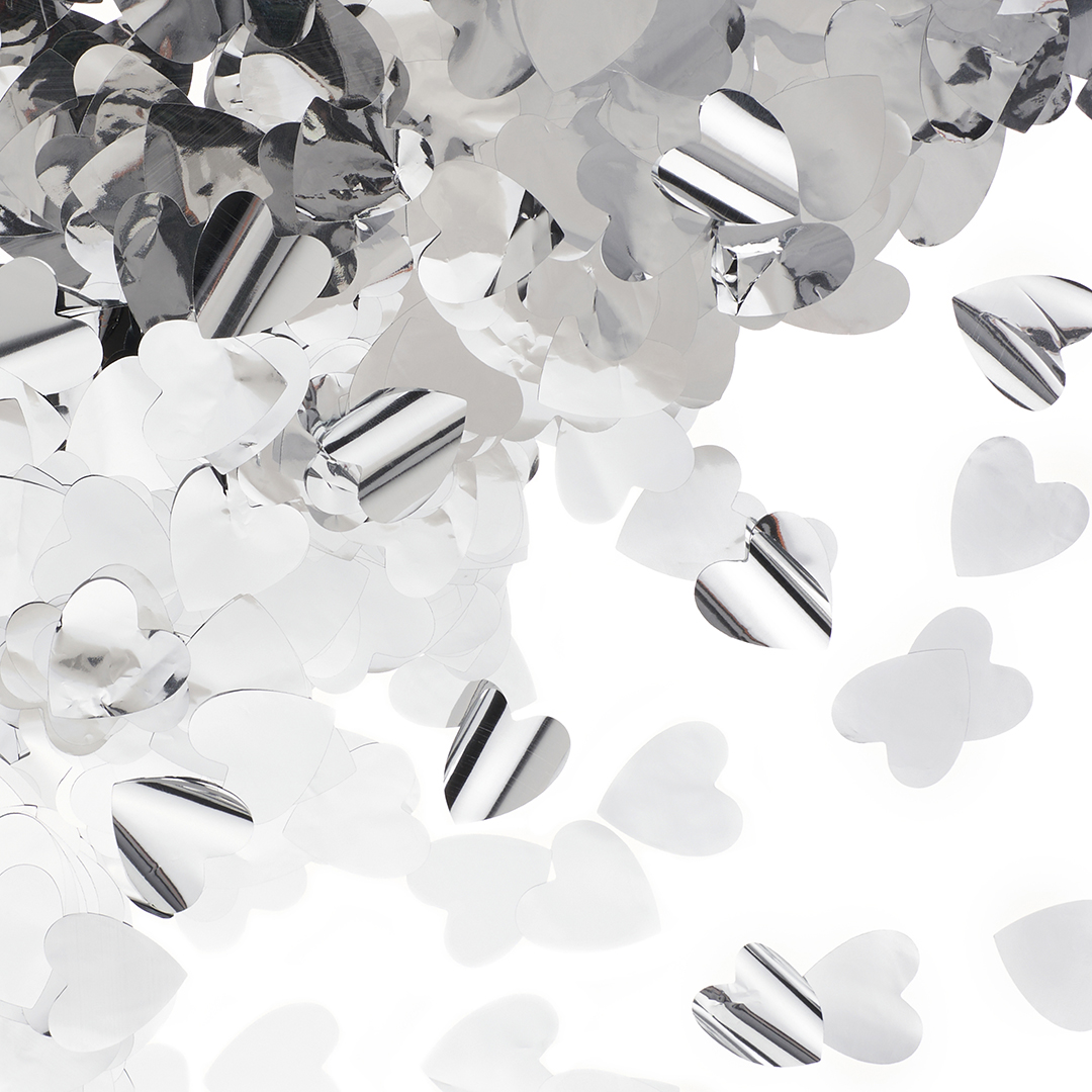Конфетти фольга Сердце, Серебро, Металлик, 2,5 см, 50 г.