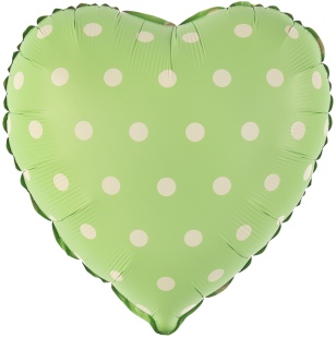 Шар (18''/46 см) Сердце, Кремовый горошек, Мятный, Сатин, 1 шт.