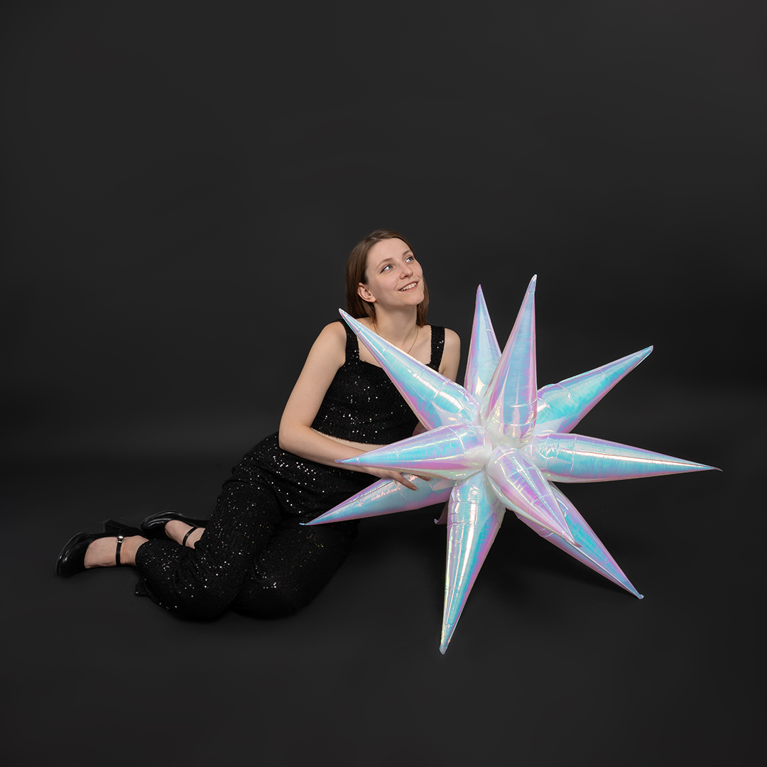 Шар 3D (40''/102 см) Звезда, Составная, Жемчужный, Хамелеон, 1 шт. в уп.