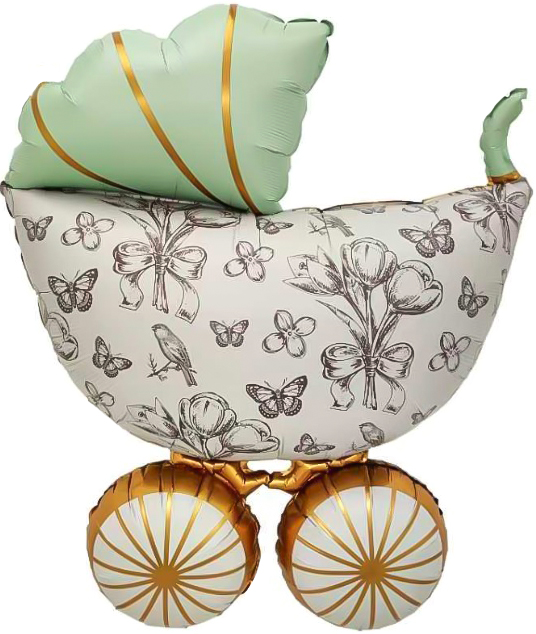 Шар (36''/91 см) Фигура, Коляска Ретро, Сатин, 1 шт.