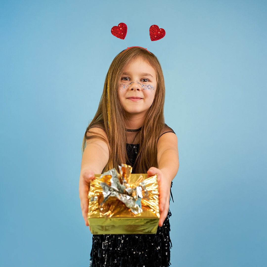 Ободок, Сердечки с пайетками, Красный, с блестками, 1 шт. 