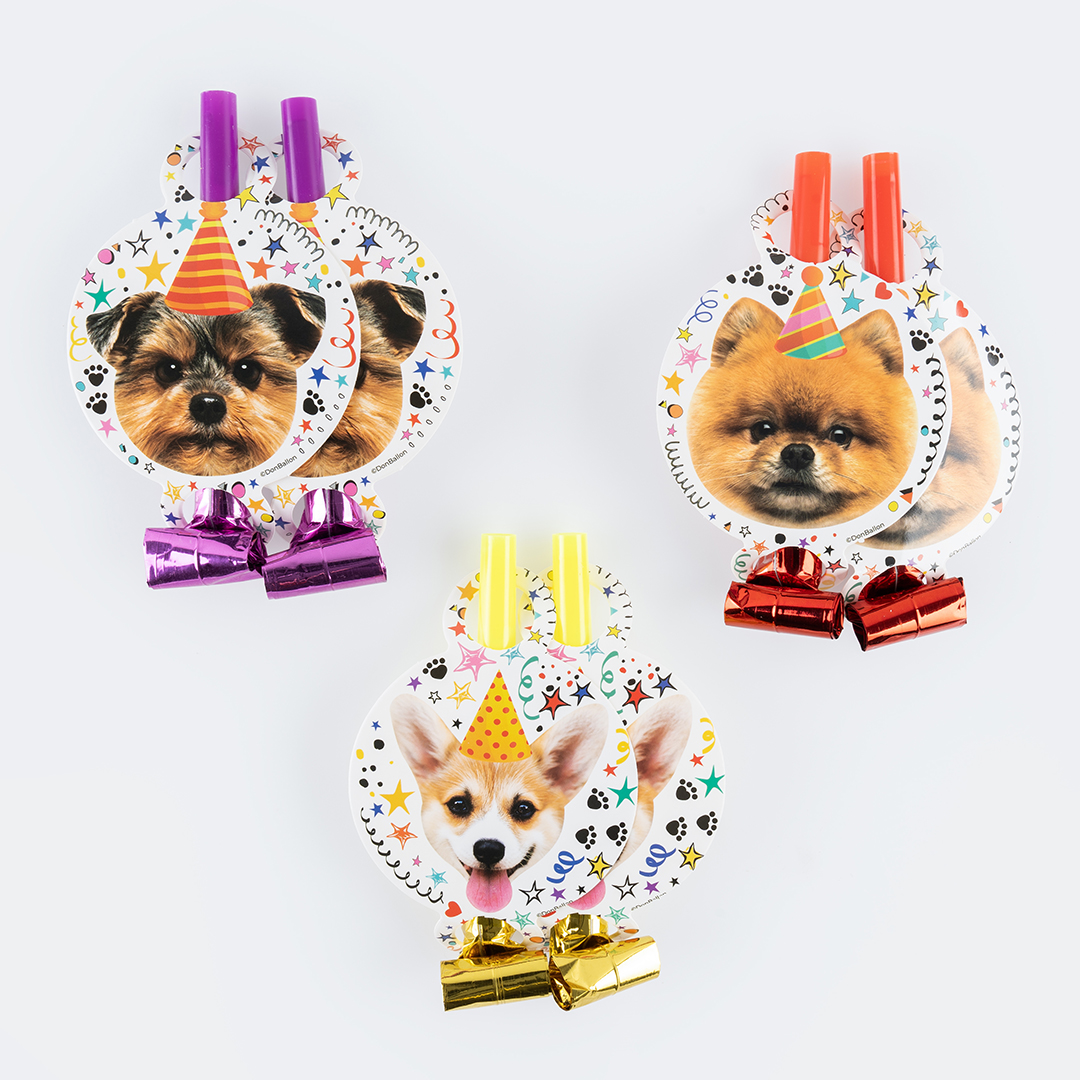 Карнавальные язычки гудки, Собачки, 11 см, 6 шт. в упак. 