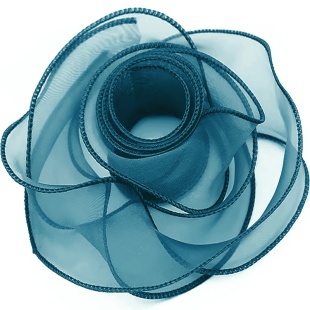 Лента декоративная (4 см*9,14 м) Органза с леской, Морская волна, 1 шт.