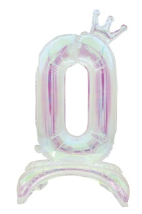 Шар (32''/81 см) Цифра на подставке, 0 Корона, Хамелеон, Хамелеон, 1 шт. в уп.