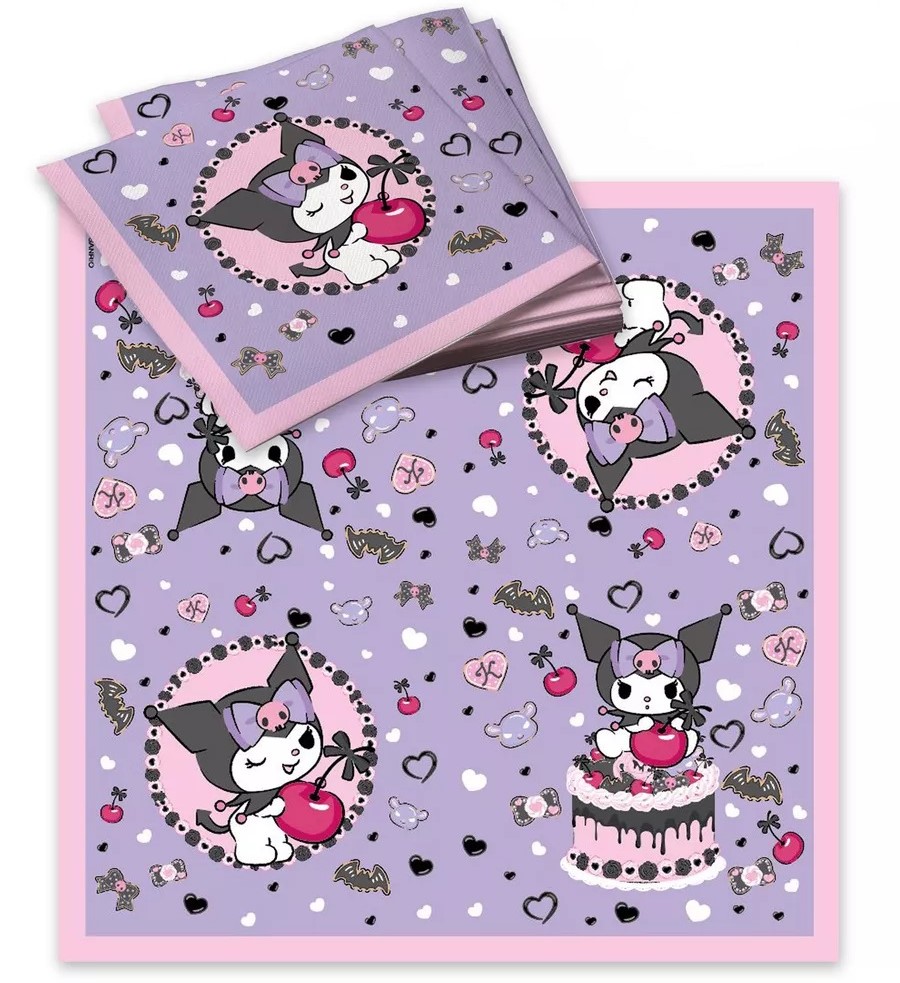 Сервировочные салфетки, Kuromi, 33*33 см, 20 шт.