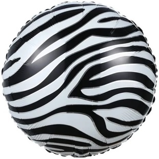 Шар (18''/46 см) Круг, Сафари, Зебра, 1 шт.