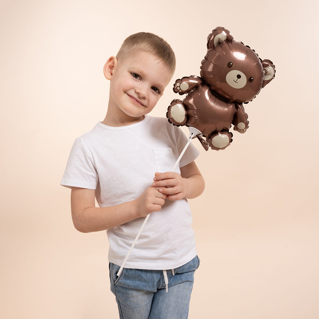 Шар с клапаном (16''/41 см) Мини-фигура, Мишка, 5 шт. в уп.