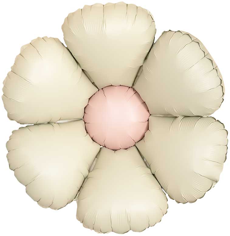 Шар (24''/61 см) Цветок, Ромашка (надув воздухом), Кремовый, Сатин, 1 шт. в уп.