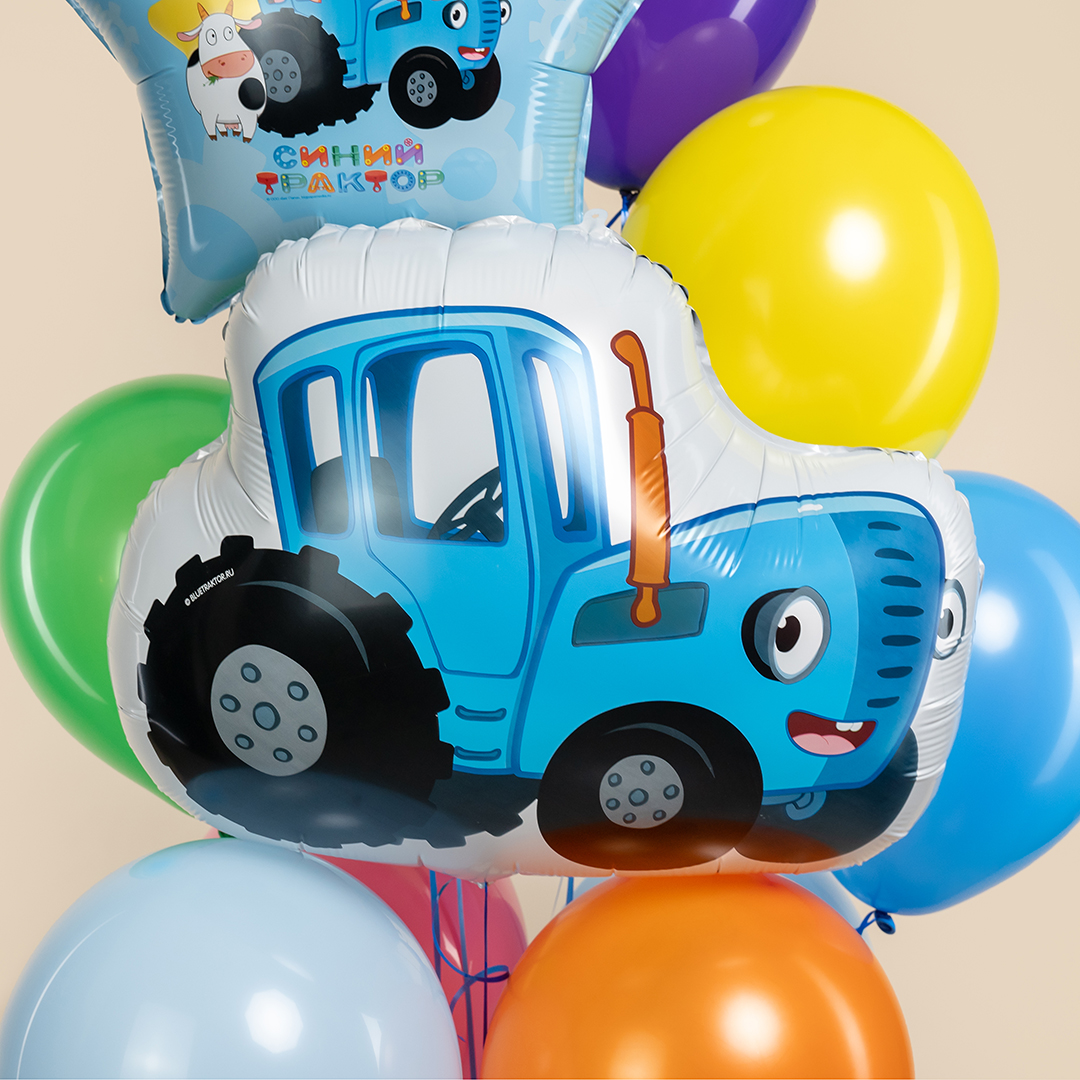 Шар (26''/66 см) Фигура, Синий трактор, 1 шт. в уп.