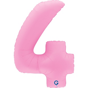 Шар (40''/102 см) Цифра, 4, Розовая Сакура, Матовый, 1 шт. в уп.