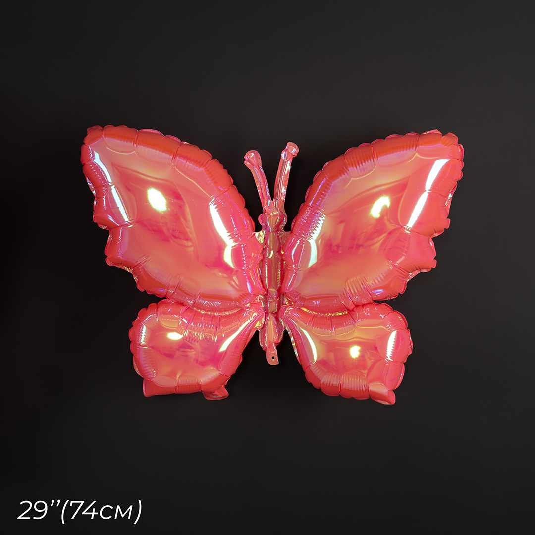 Шар (26''/66 см) Фигура, Бабочка (надув воздухом), Розовый, Хамелеон, 1 шт. в уп.