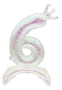 Шар (32''/81 см) Цифра на подставке, 6 Корона, Хамелеон, Хамелеон, 1 шт. в уп.