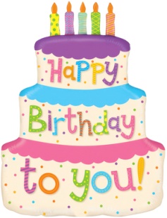 Шар (22''/56 см) Фигура, Торт на День Рождения, 1 шт.