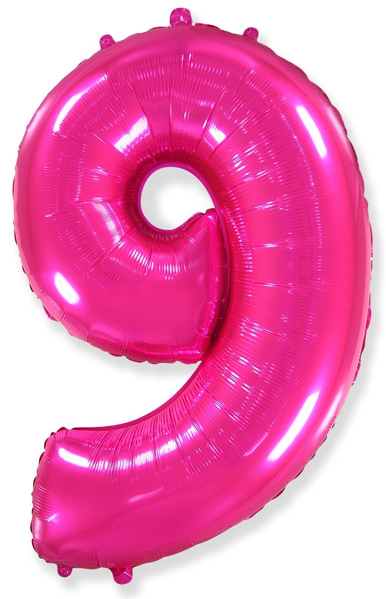 Шар (40''/102 см) Цифра, 9, Фуше, 1 шт.