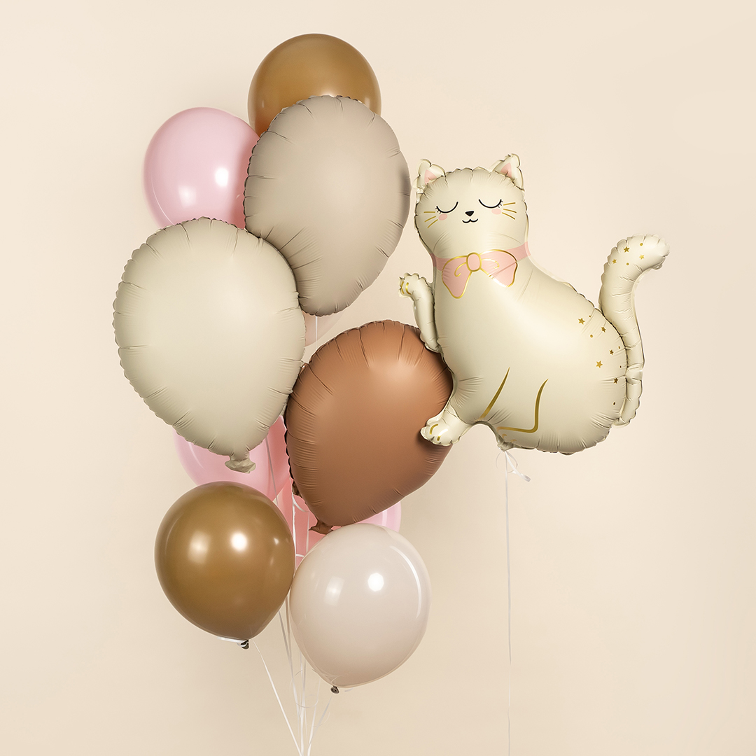 Шар (27''/69 см) Фигура, Кошечка с бантом, Сатин, 1 шт. в уп.