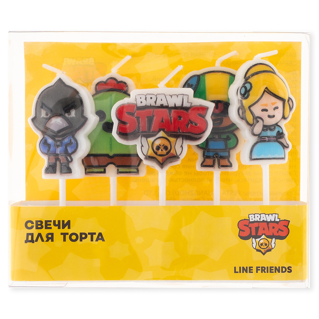 Свечи Бравл Старс, Звездные бойцы, 5 шт. с держат.