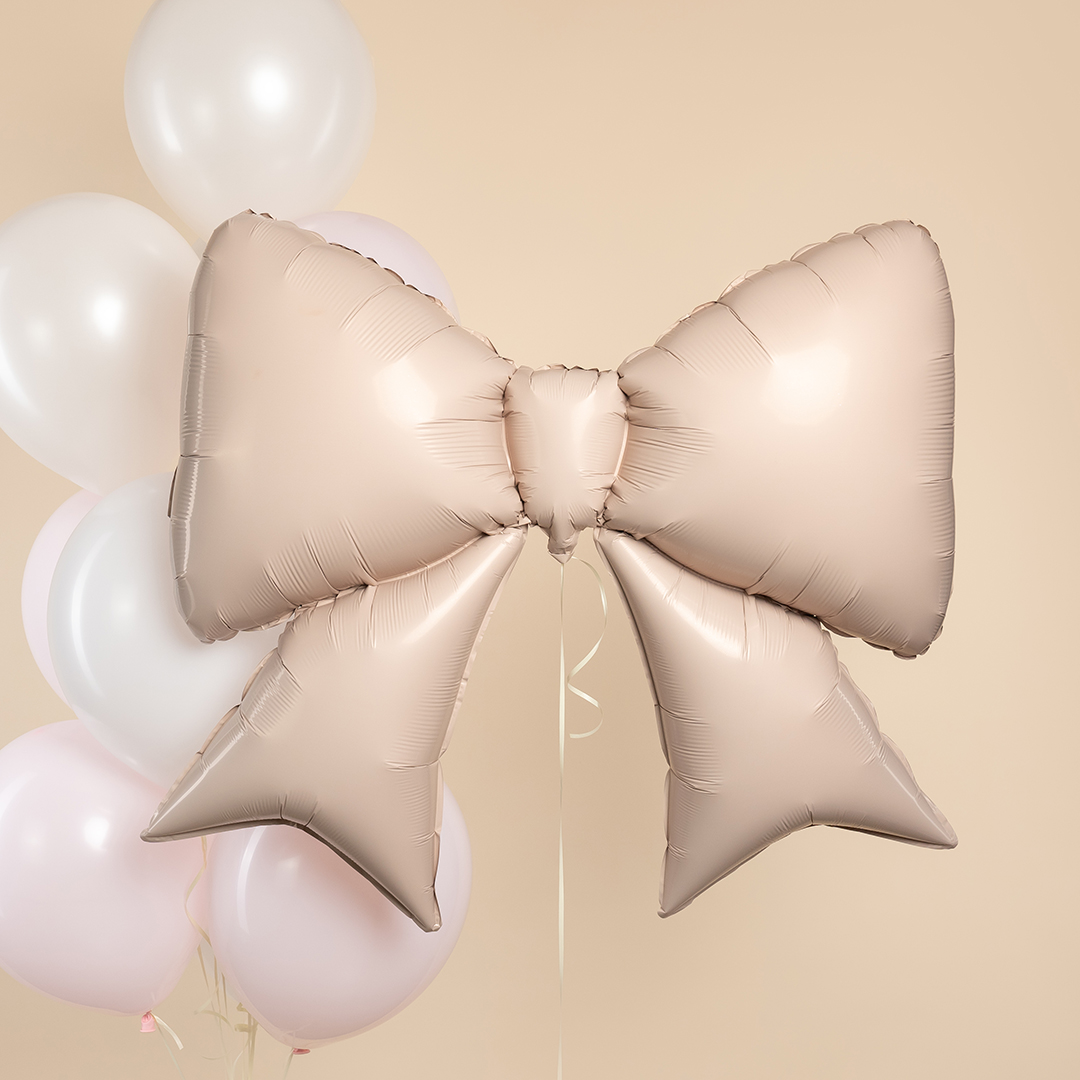 Шар (39''/99 см) Фигура, Бант, Кремовый, 1 шт. в уп.