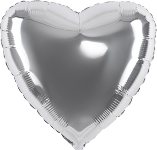Шар (32''/81 см) Сердце, Серебро, 1 шт.