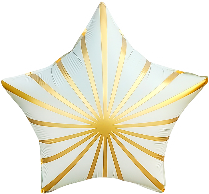 Шар (18''/46 см) Звезда, Золотые грани, Белый, Сатин, 1 шт.