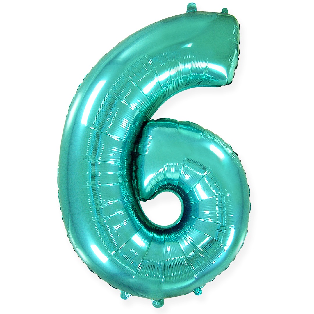 Шар (40''/102 см) Цифра, 6, Тиффани, 1 шт. в уп.