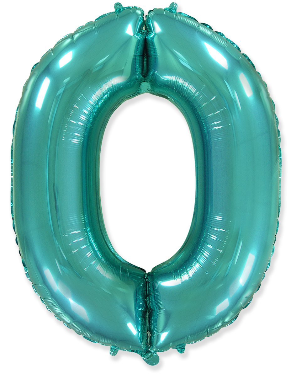 Шар (40''/102 см) Цифра, 0, Тиффани, 1 шт.