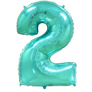 Шар (40''/102 см) Цифра, 2, Тиффани, 1 шт. в уп.