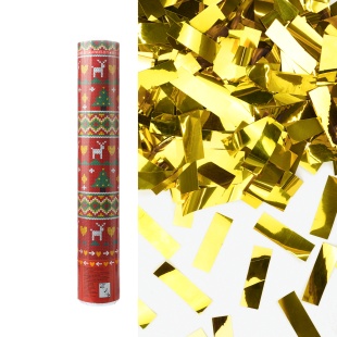 Пневмохлопушка (12/30 см), Новогоднее настроение, Прямоугольники фольга, Золото, Металлик, 1 шт.