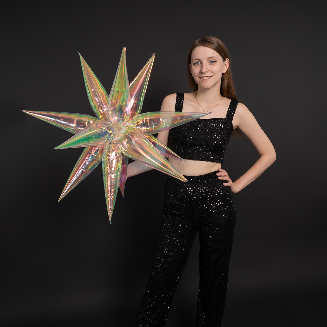 Шар 3D (26''/66 см) Звезда, Составная, Прозрачный, Хамелеон, 1 шт. в уп.