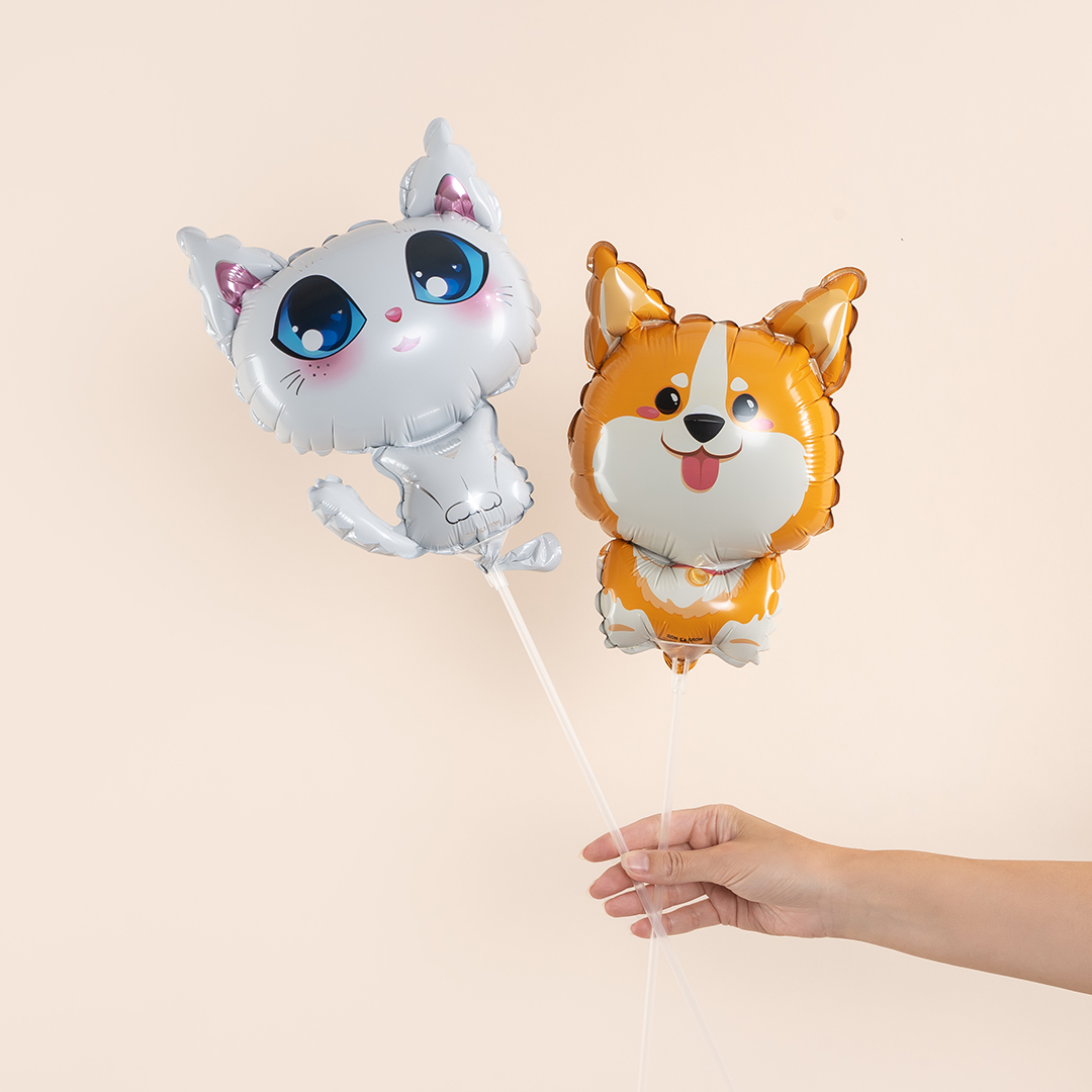 Шар с клапаном (15''/38 см) Мини-фигура, Корги, 5 шт. в уп.