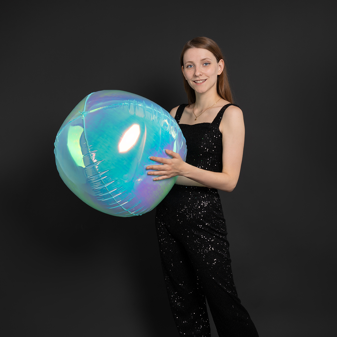 Шар 3D (32''/81 см) Сфера, Голубой, Хамелеон, 1 шт. в уп.