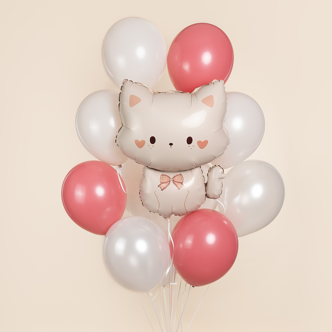 Шар (22''/56 см) Фигура, Кошечка с бантиком, 1 шт. в уп.