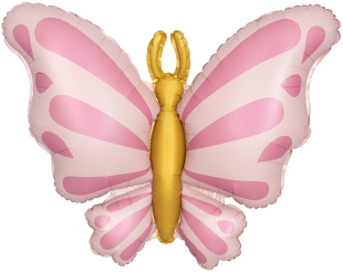 Шар (34''/86 см) Фигура, Изящная бабочка, Розовый, Сатин, 1 шт. в уп.