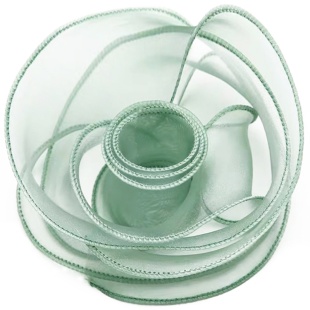 Лента декоративная (4 см*9,14 м) Органза с леской, Нежная мята, 1 шт.