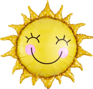 Шар (26''/66 см) Фигура, Солнце, Золото, 1 шт. в уп.