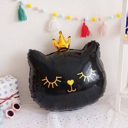 Шар (29''/74 см) Фигура, Котенок Принцесса, Черный, 1 шт.