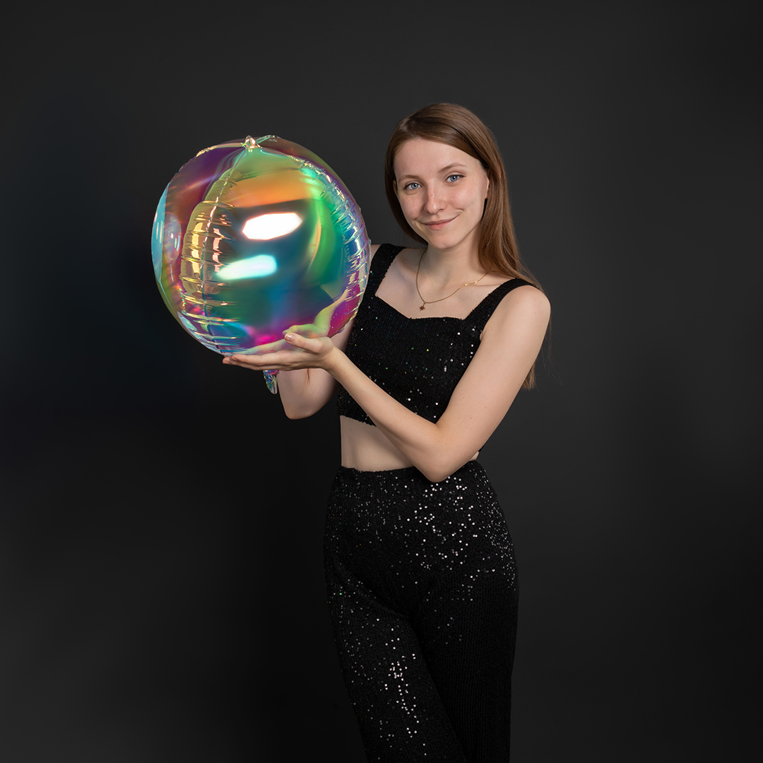 Шар 3D (22''/56 см) Сфера, Зеркальный, Хамелеон, 1 шт. в уп.