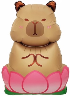 Шар (34''/86 см) Фигура, Капибара в лотосе, 1 шт.