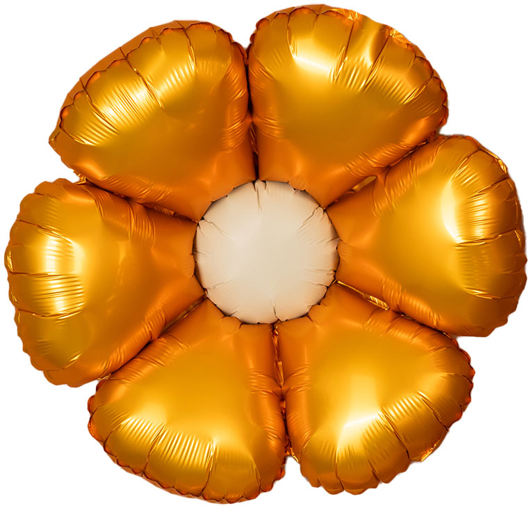 Шар (24''/61 см) Цветок, Ромашка (надув воздухом), Золото, Сатин, 1 шт. в уп.