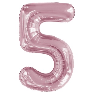Шар (34''/86 см) Цифра, 5 Slim, Светло-розовый, 1 шт. в уп.