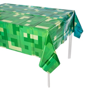 Скатерть одноразовая, Пиксели, Зеленый, Металлик, 137*183 см, 1 шт.