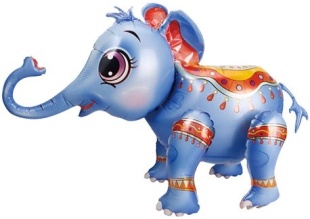 Шар 3D (28''/71 см) Фигура, Маленький слоненок, Голубой, 1 шт. в уп.