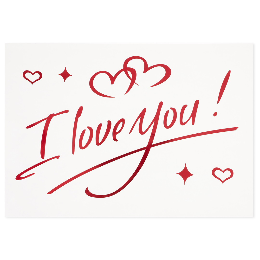 Наклейка I Love You!, 19,5*27 см, Красный, Металлик, 1 шт.