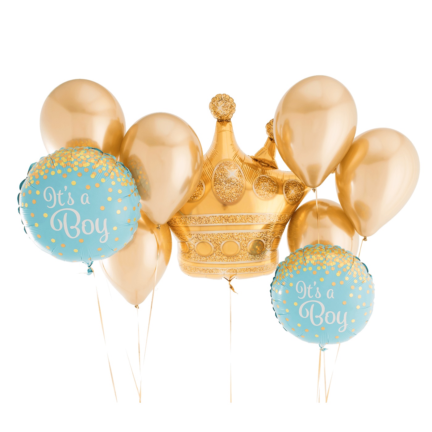 Шар (18''/46 см) Круг, С Рождением Мальчика (золотое конфетти), Голубой, 1 шт.