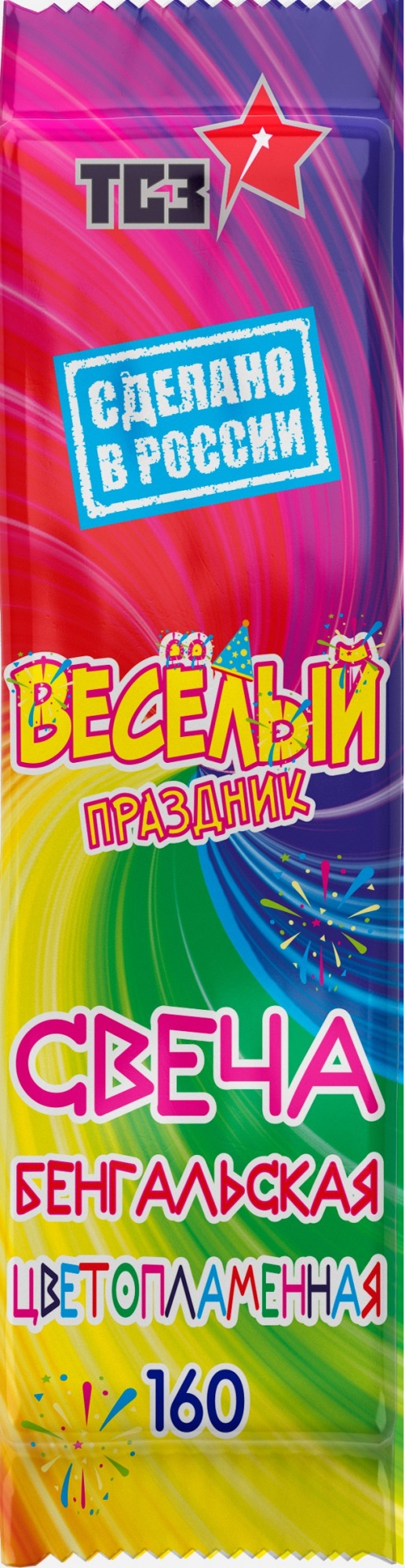 Бенгальский огонь Веселый праздник, Цветное пламя, 16 см, 6 шт.