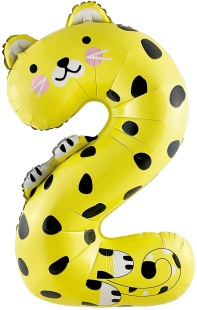 Шар (40''/102 см) Цифра, 2 Зверята, Леопард, 1 шт. в уп.