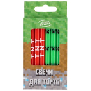 Свечи Пиксели, 0,8*8 см, 8 шт. с держат.