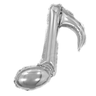 Шар с клапаном (16''/41 см) Мини-фигура, Нота, Серебро, 1 шт.