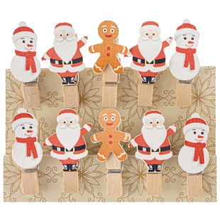 Декоративные прищепки, Новый Год, 3,5 см. Ассорти, 10 шт.